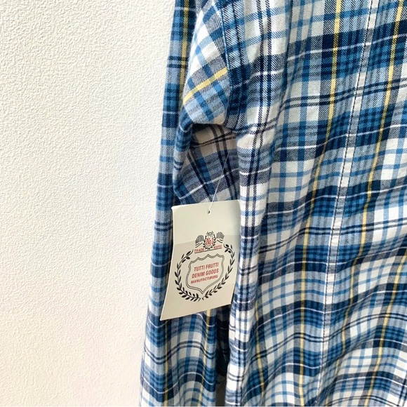 Tutti Frutti Ladies Size EU 36 UK 8 Shirt Dress Blue Plaid Pearl Snap Western - Picture 10 of 11